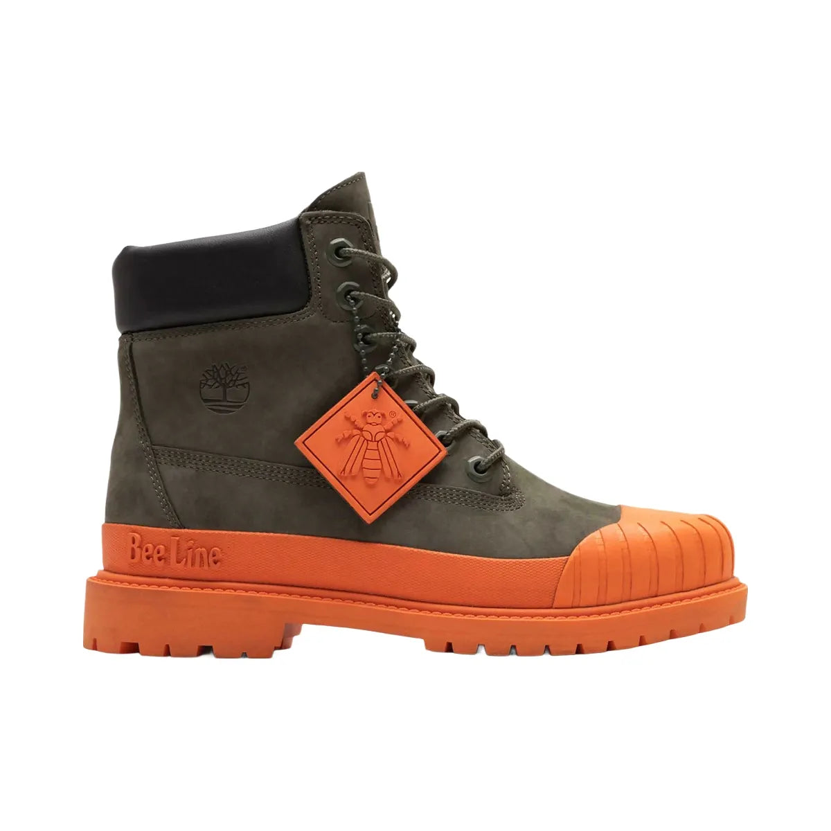Timberland 6" Boot Premium Bee Line Rubber Toe Wp Dark Green Orange