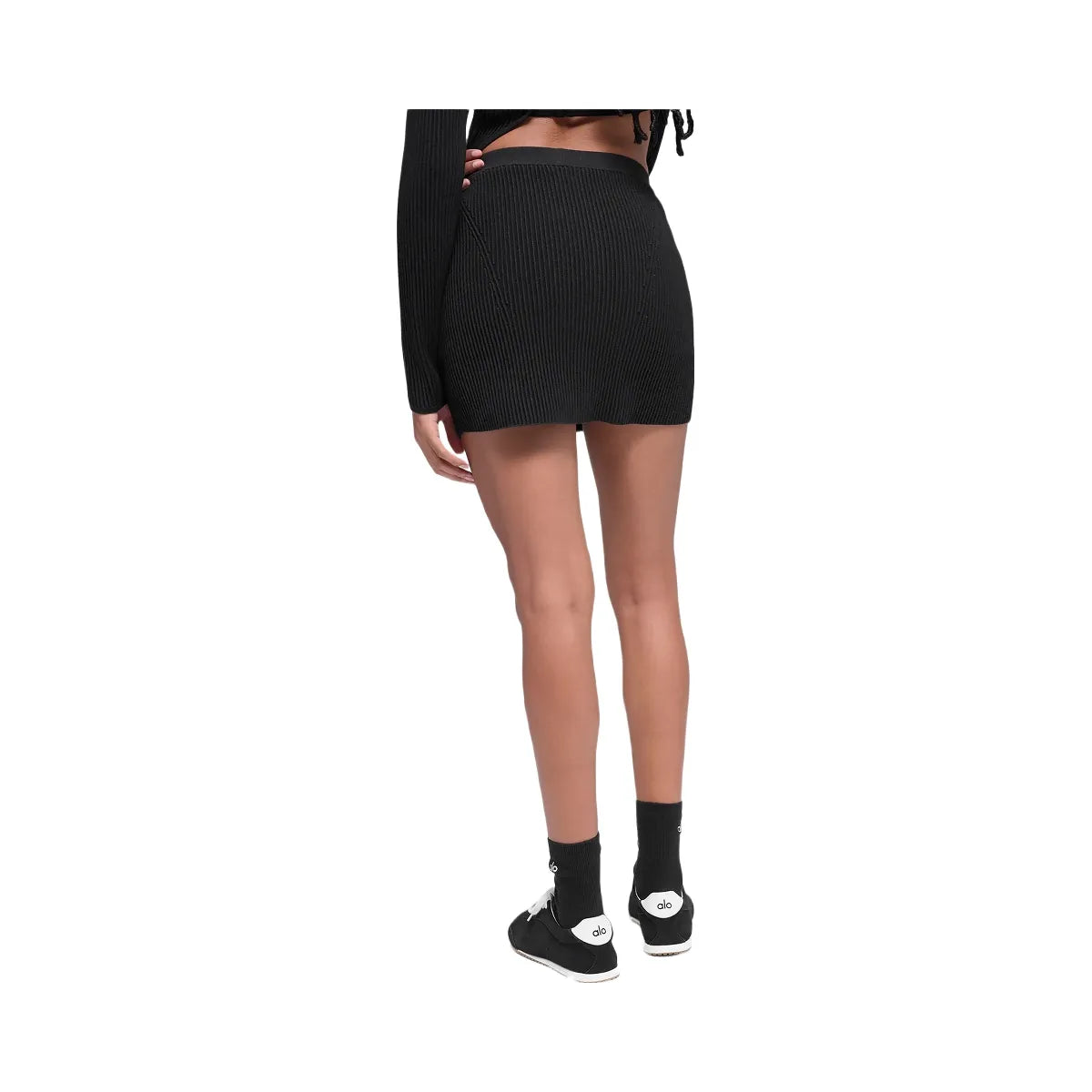 Alo Women's Denim Knit High-Waist Skirt - Black/Anthracite