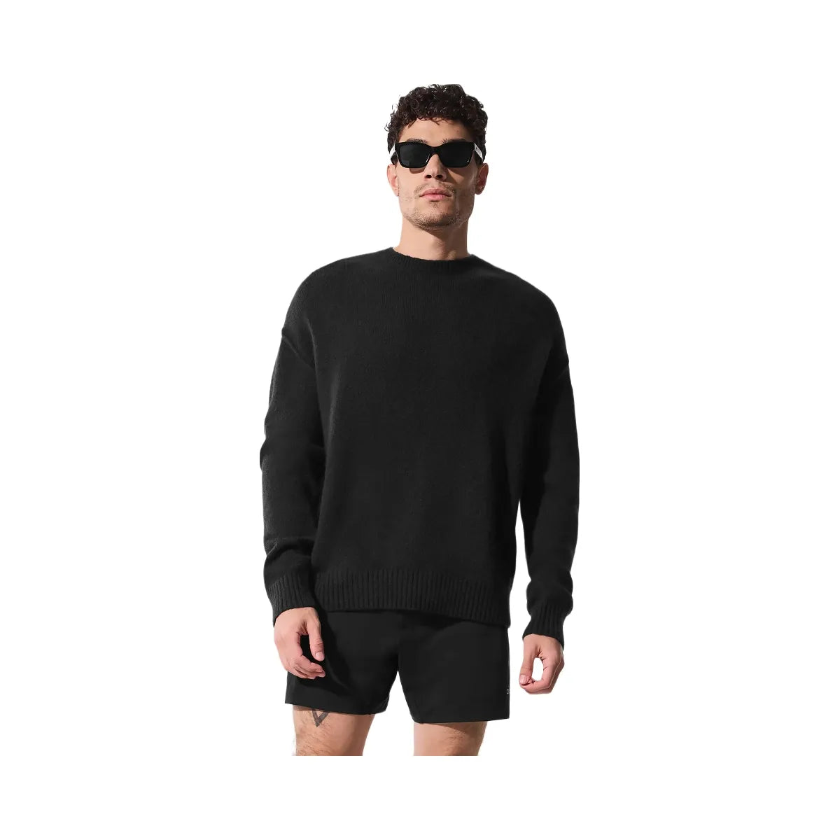 Alo Men's Unisex Wool Cashmere New Class Crewneck Sweater - Black