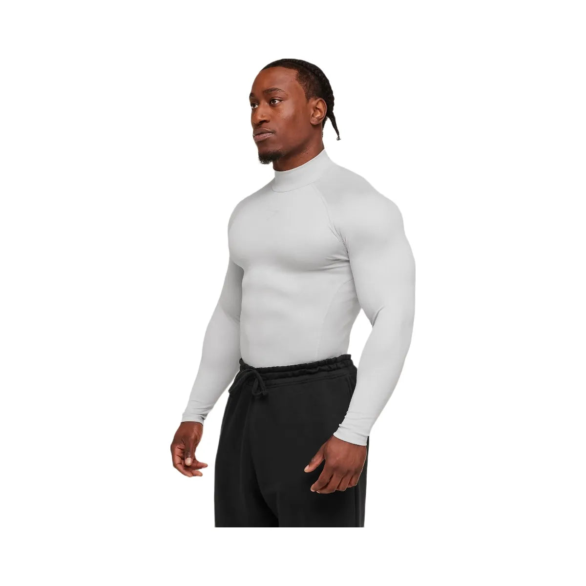 Gymshark Element Baselayer Mock Neck Long Sleeve T-Shirt - GS White/GS Metal Grey Marl