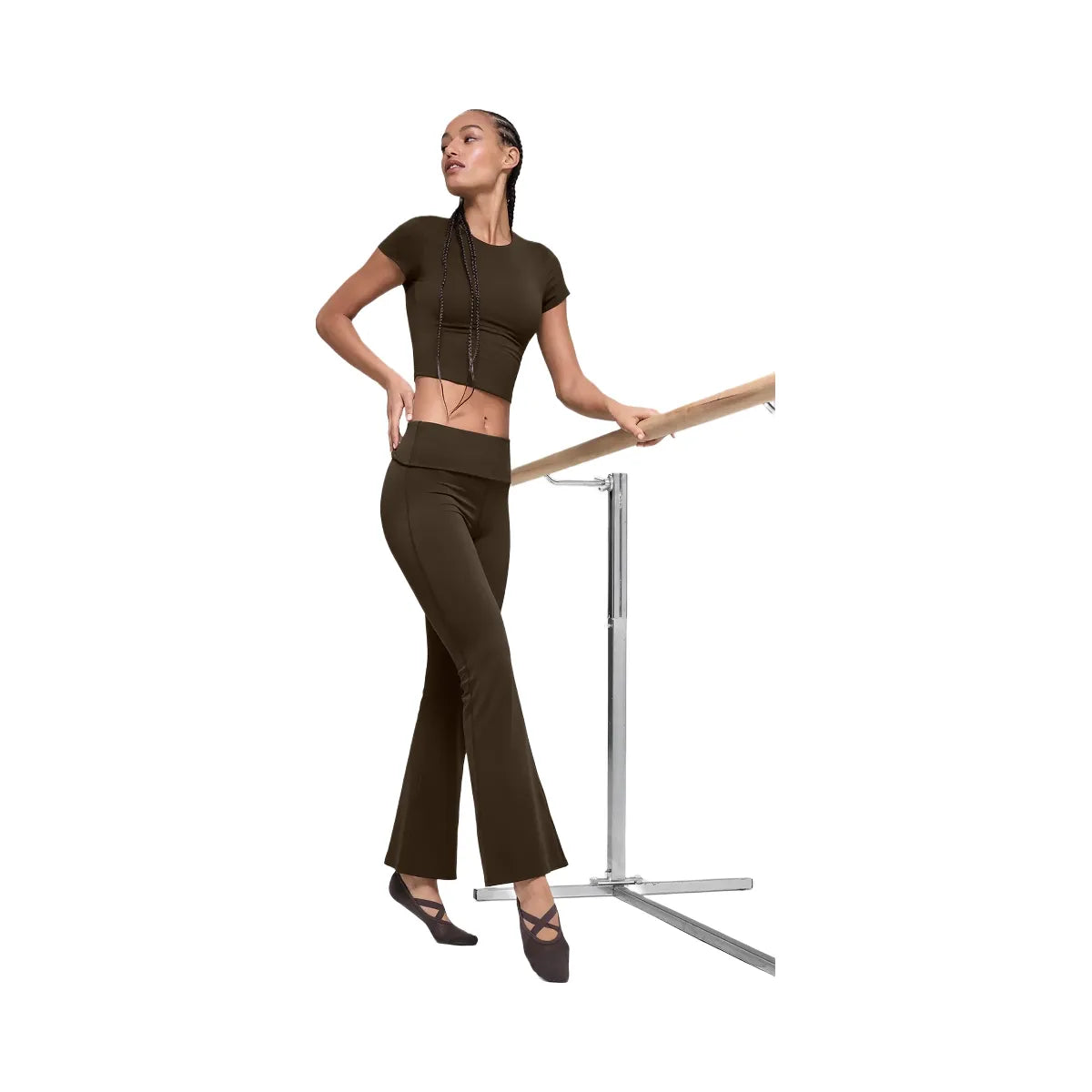 Alo Women's ALO Softsculpt 7/8 Foldover Flare Legging - Espresso