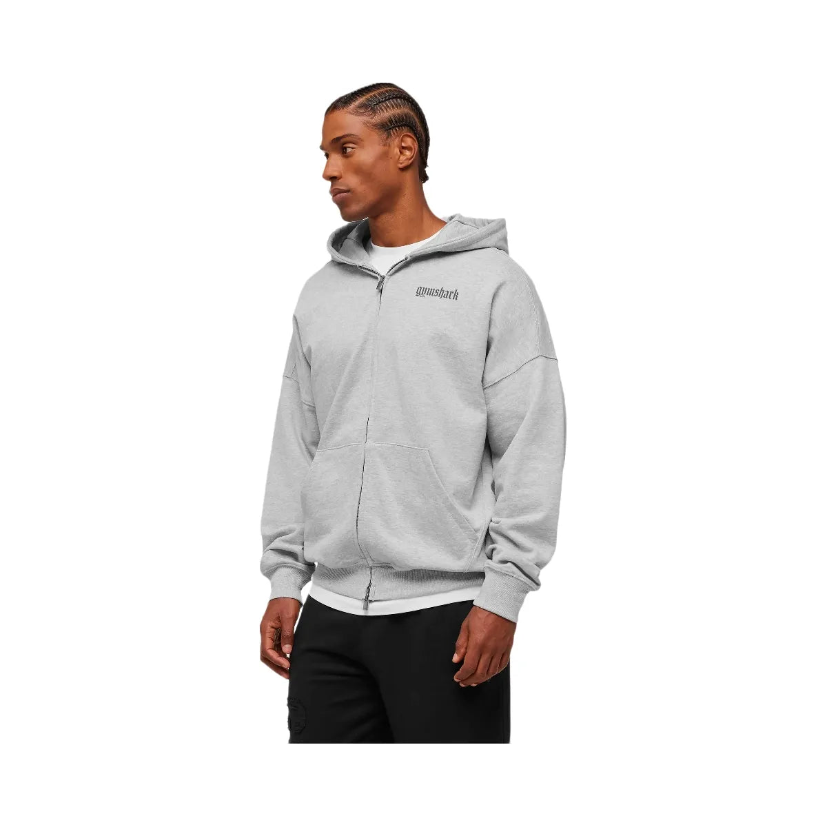Gymshark Olde English Zip Up Hoodie - Soft Grey Marl