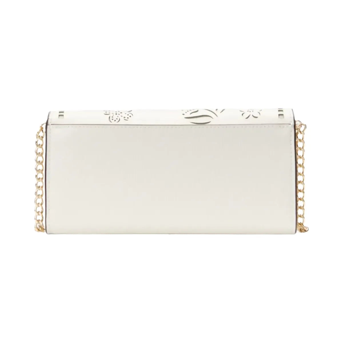 Kate Spade Phoebe Perforated Turnlock Wallet on chain Meringue