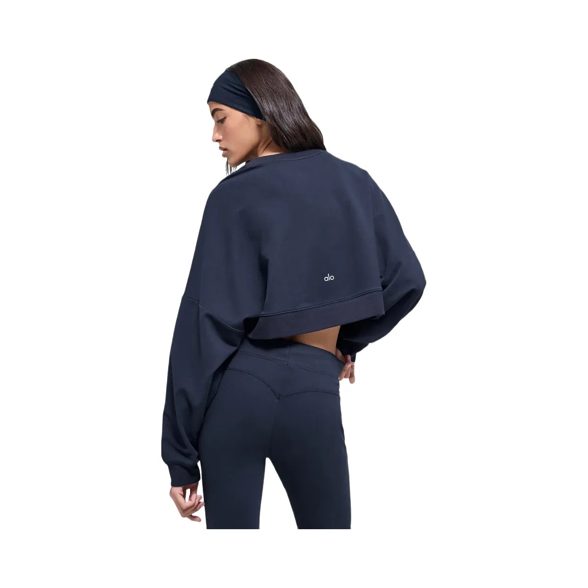 Alo Women's Cropped Sway Crew Neck Pullover - Navy