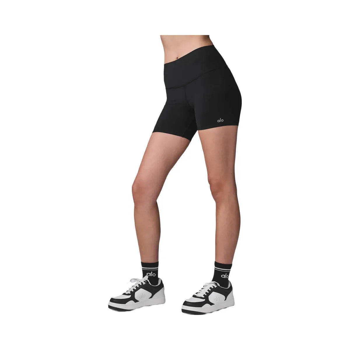 Alo Women's 5" Airbrush High-Waist Biker Short - Black