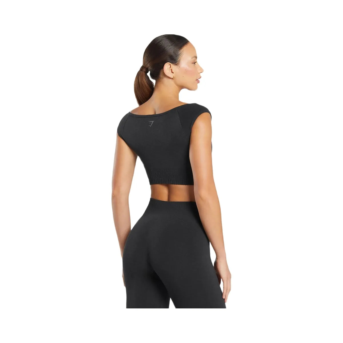 Gymshark Luxe Seamless Boat Neck Crop Top - Coal Marl