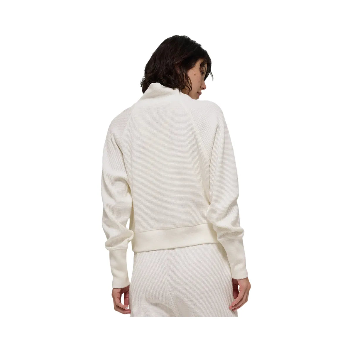 Alo Women's Waffle Weekend Escape Mock Neck Long Sleeve - Ivory