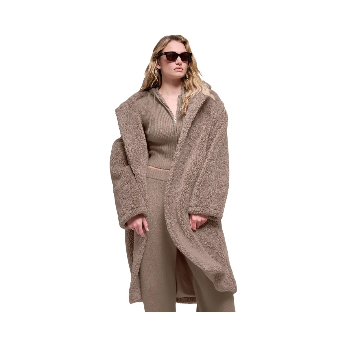 Alo Women's Oversized Sherpa Trench - Chai Latte