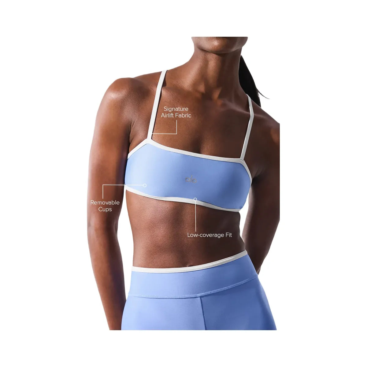 Alo Women's Airlift Charger Bra - Crystal Clear Blue/White