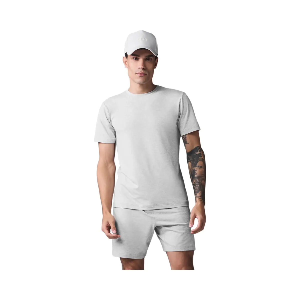 Alo Men's Conquer Reform Crewneck Short Sleeve - Athletic Heather Grey