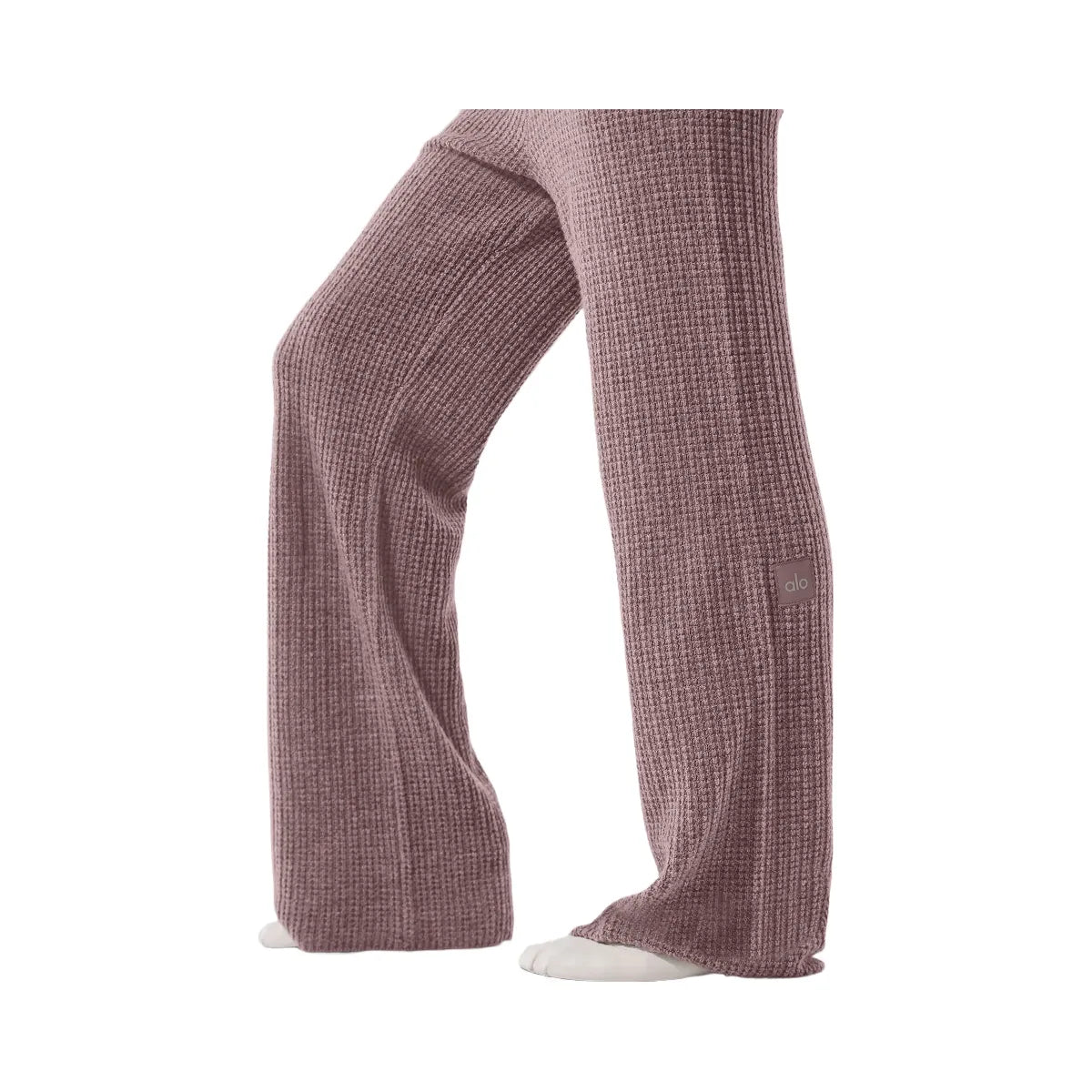 Alo Women's Cashmere High-Waist Plush Waffle Pant - Mushroom Heather