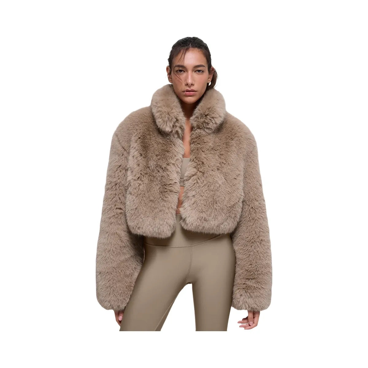 Alo Women's Opulent Faux Fur Cropped Jacket - Oat