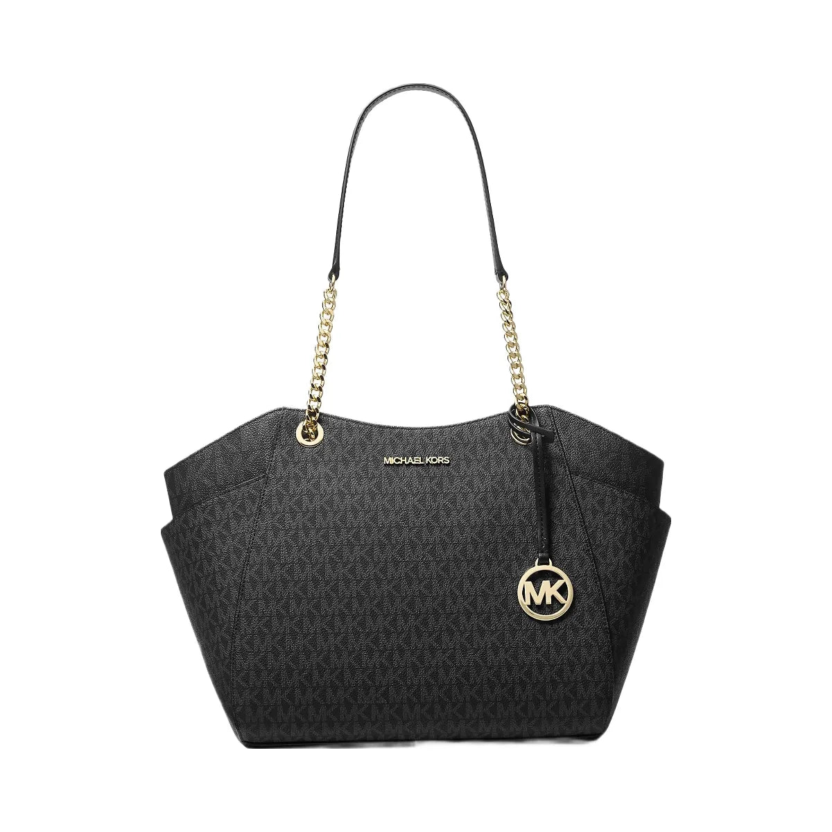 Michael Kors Jet Set Large Signature Logo Shoulder Bag Black