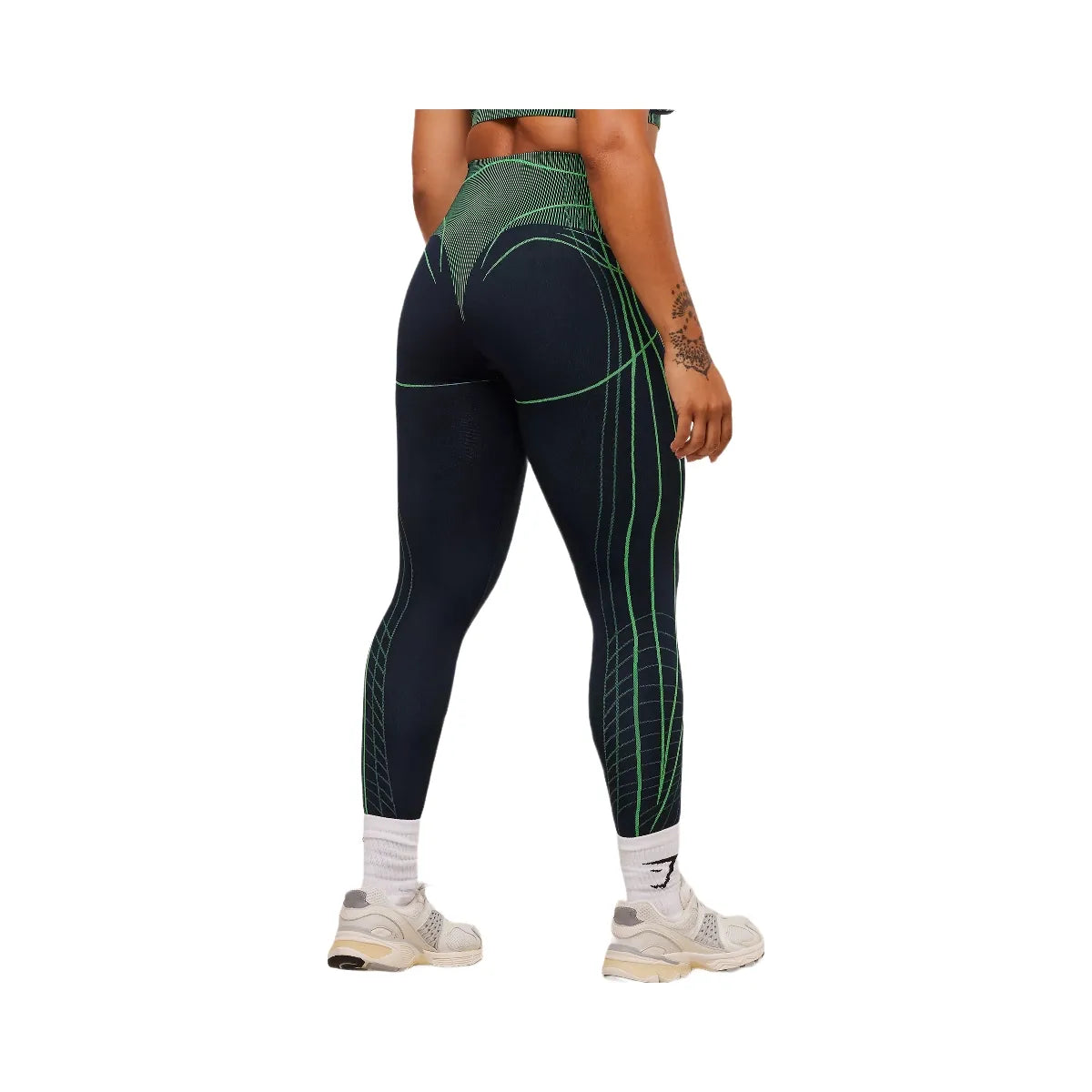 Gymshark Apex Seamless Leggings - Heavy Blue/Active Green