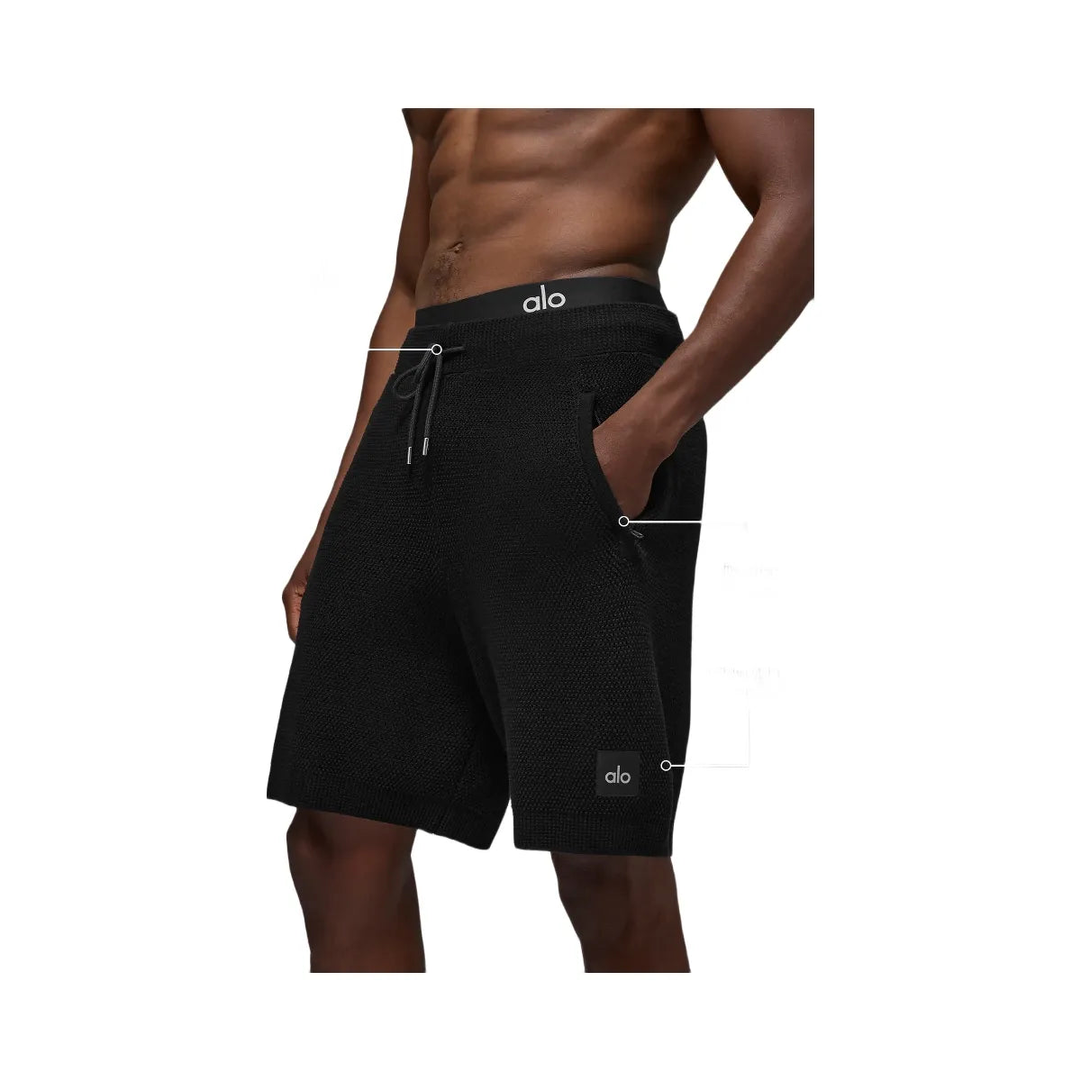 Alo Men's 7" Sports Club Sweater Knit Short - Black