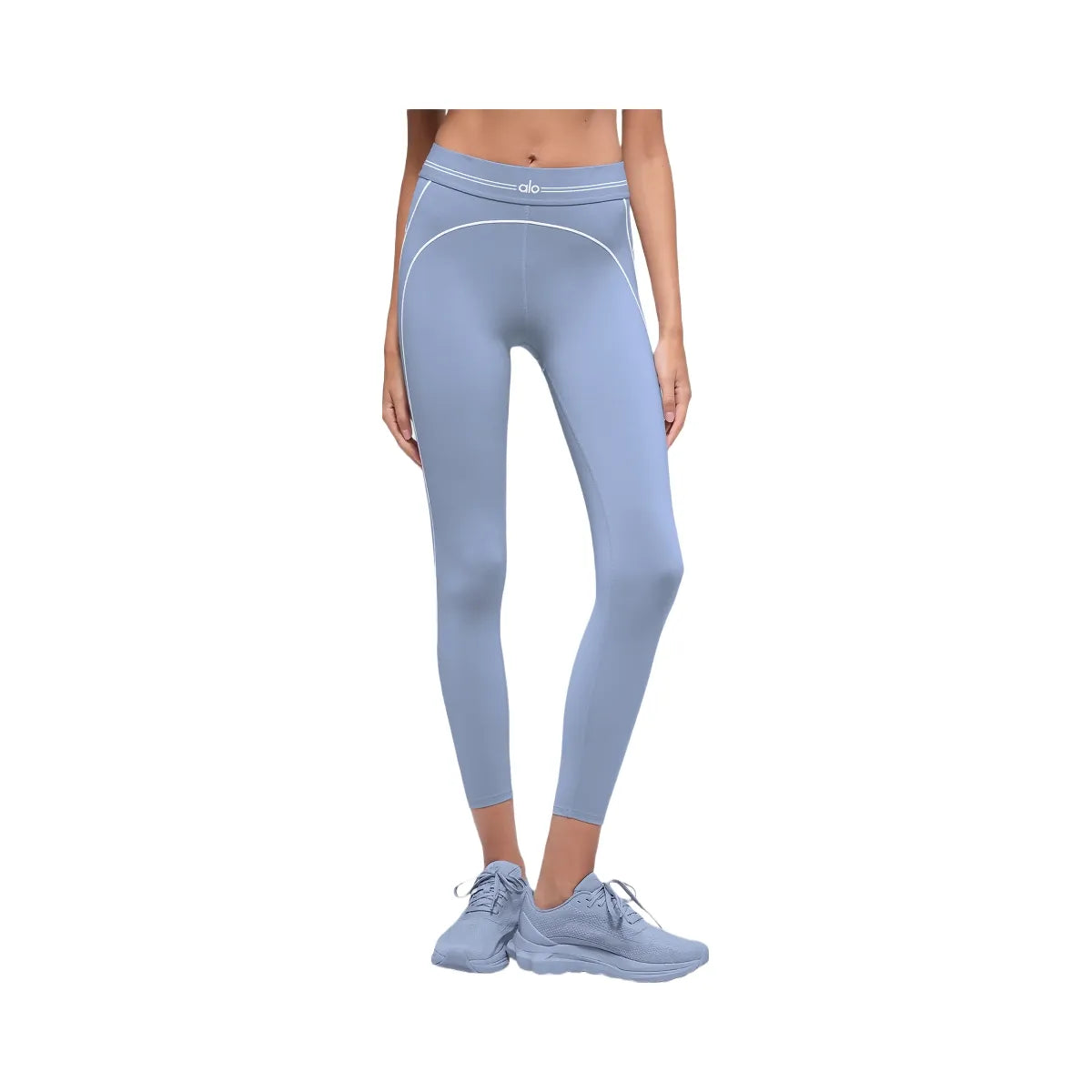 Alo Women's Airbrush High-Waist 7/8 Heart Throb Legging - Winter Frost/White