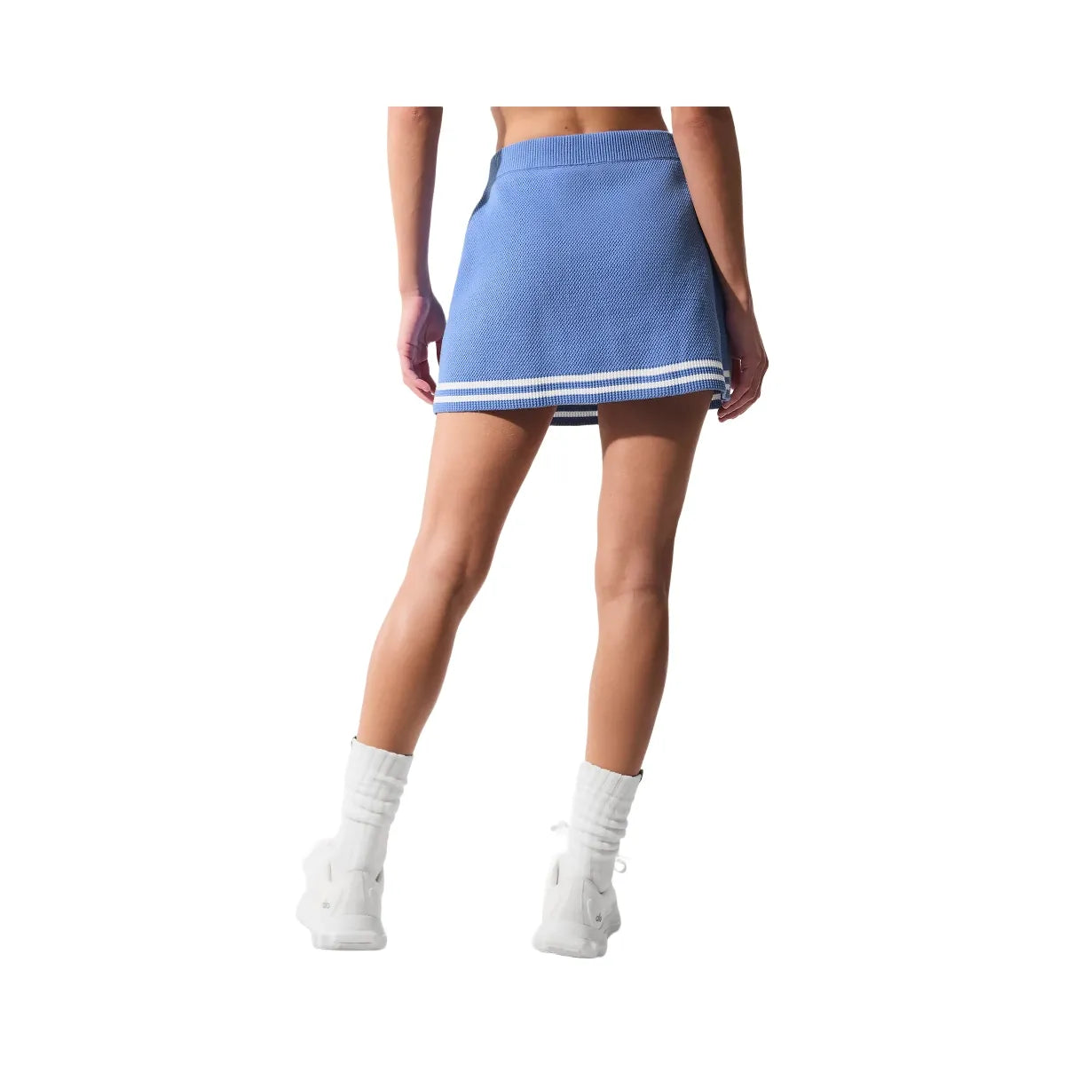 Alo Women's Tennis Club Sweater Knit Skirt - Crystal Clear Blue/White