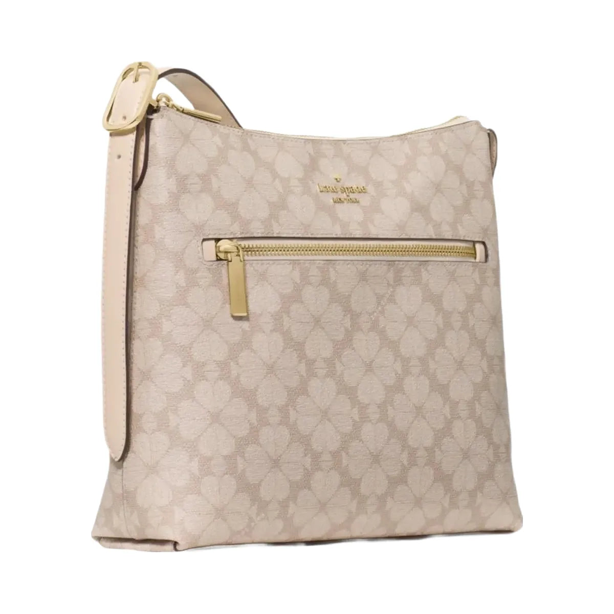 Kate Spade Flower Large Swingpack Buckle Crossbody Dark Beige Multi