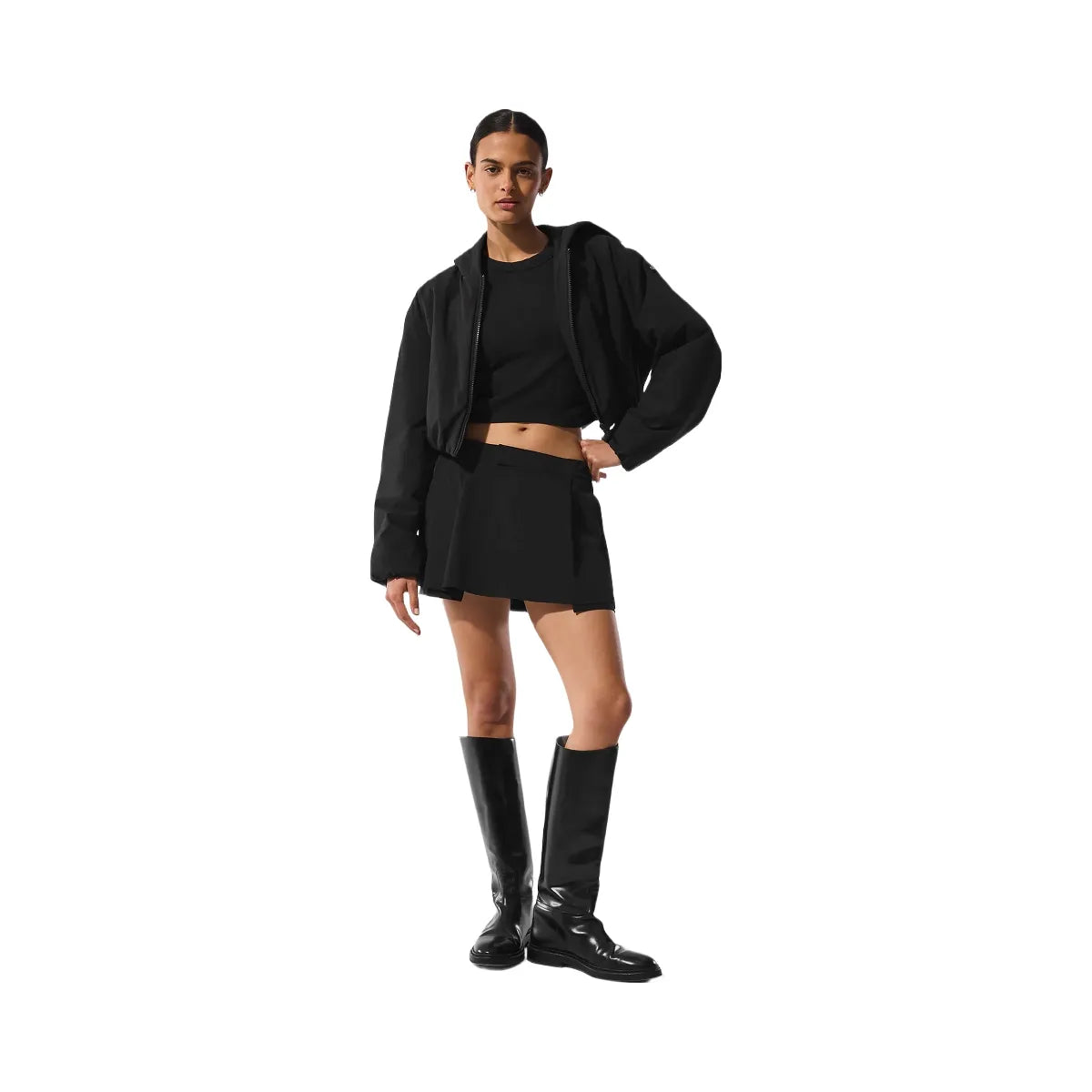 Alo Women's Cropped Mountain Peak Full-Zip Hoodie - Black