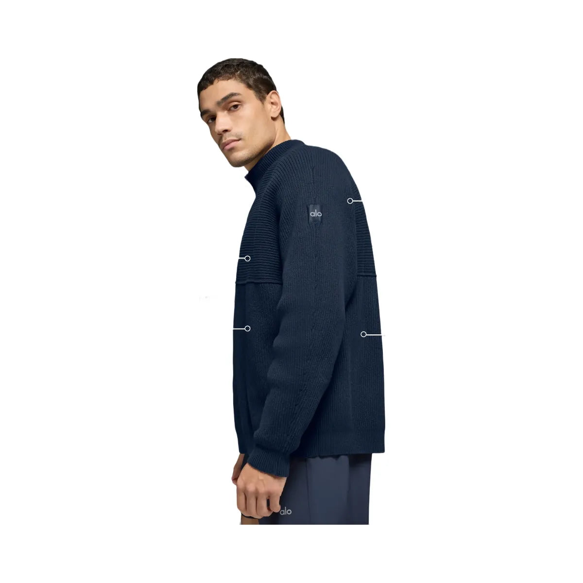 Alo Men's Domain Shift Rib Knit 1/4 Zip Sweater - Navy