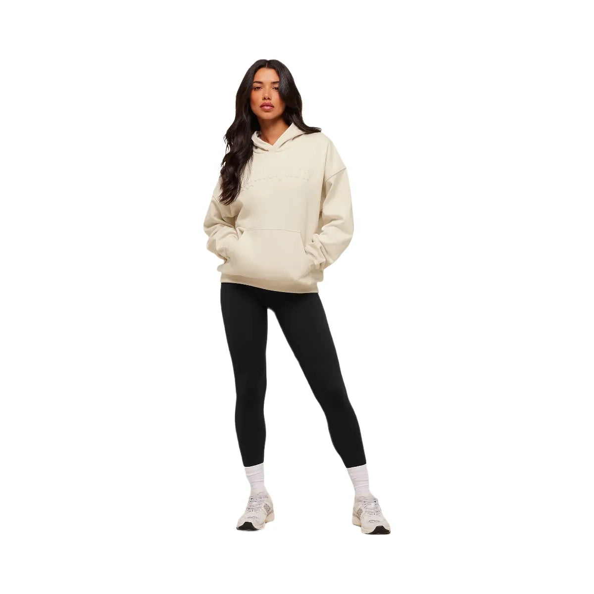 Gymshark Embossed Graphic Oversized Hoodie - Oat White