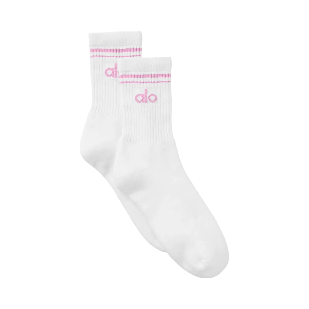 Alo Unisex Half-Crew Throwback Sock - White/Candy Heart Pink