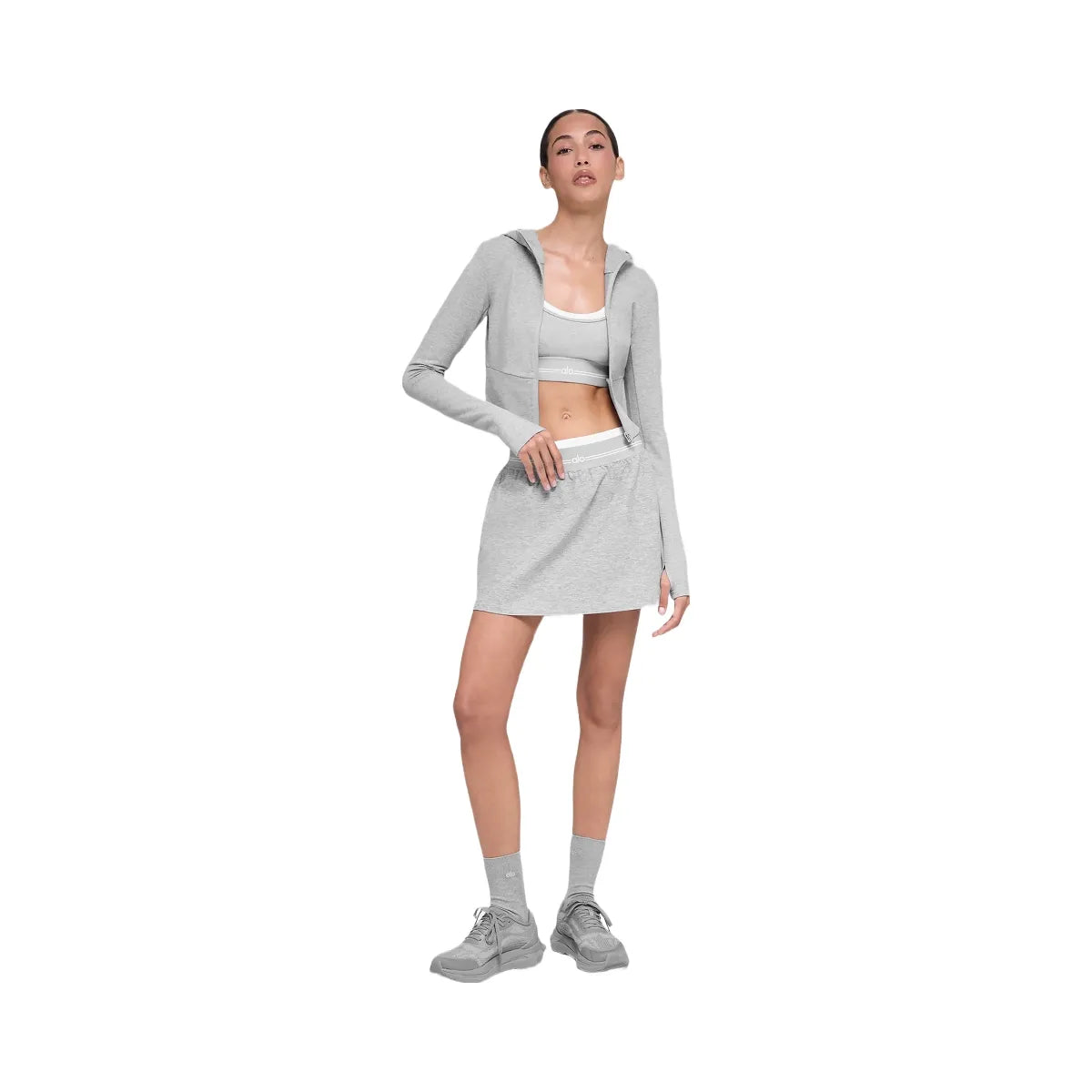 Alo Women's Sway Full Zip Hoodie - Athletic Heather Grey