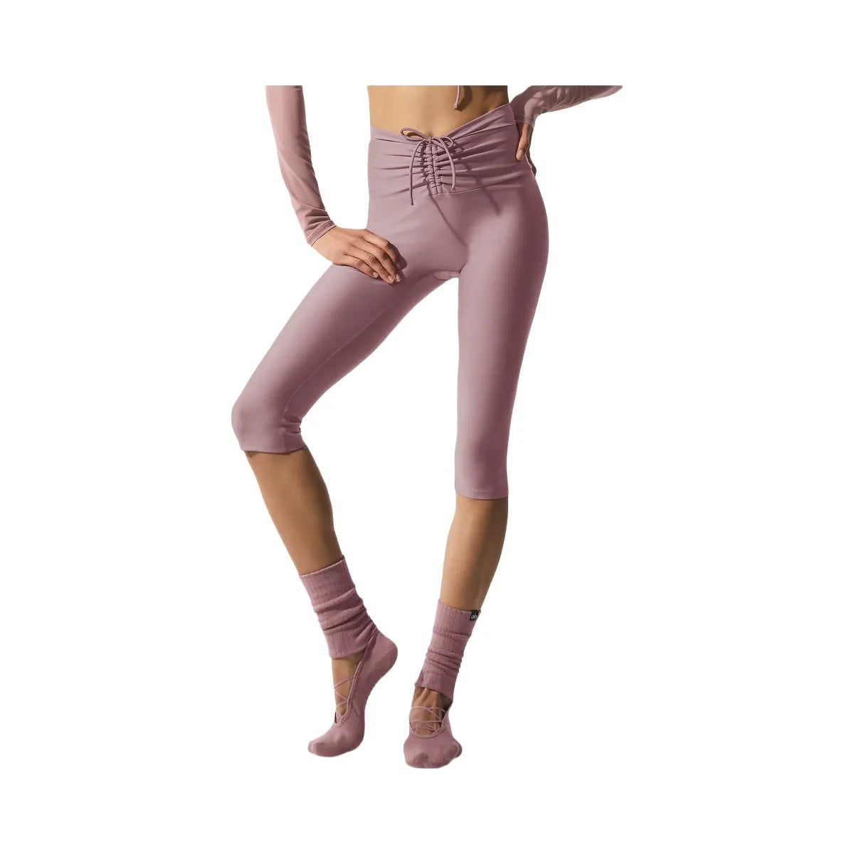 Alo Women's Airlift Mesh High-Waist Divine Capri - Smoky Quartz