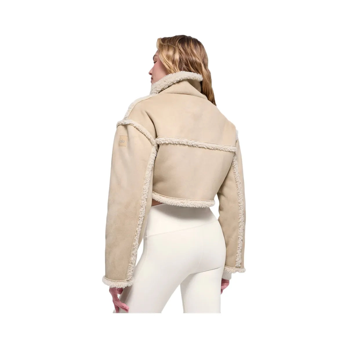 Alo Women's Faux Shearling Snowfall Cropped Jacket - Woodland Tan