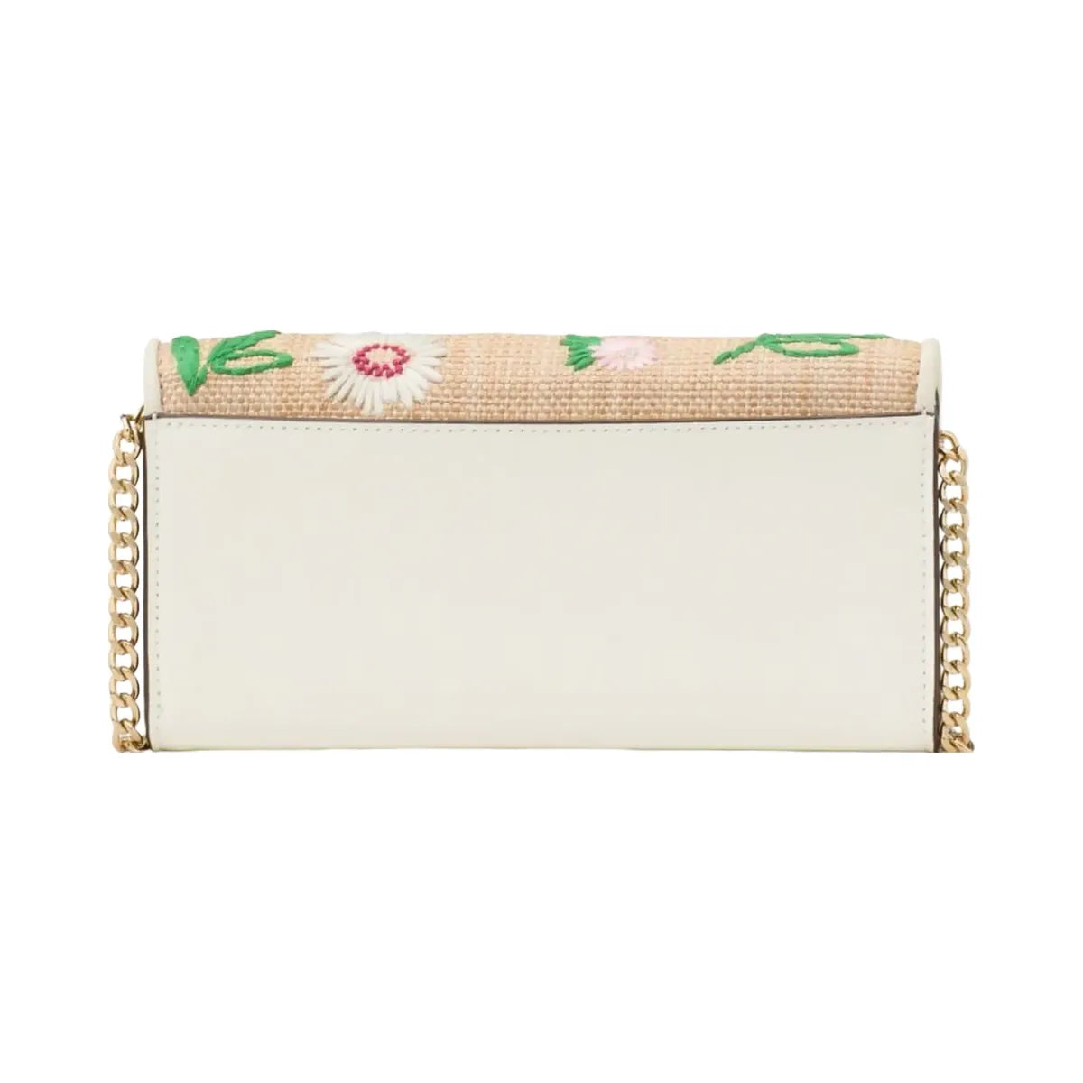 Kate Spade Phoebe Straw Turnlock Wallet on chain Natural Multi