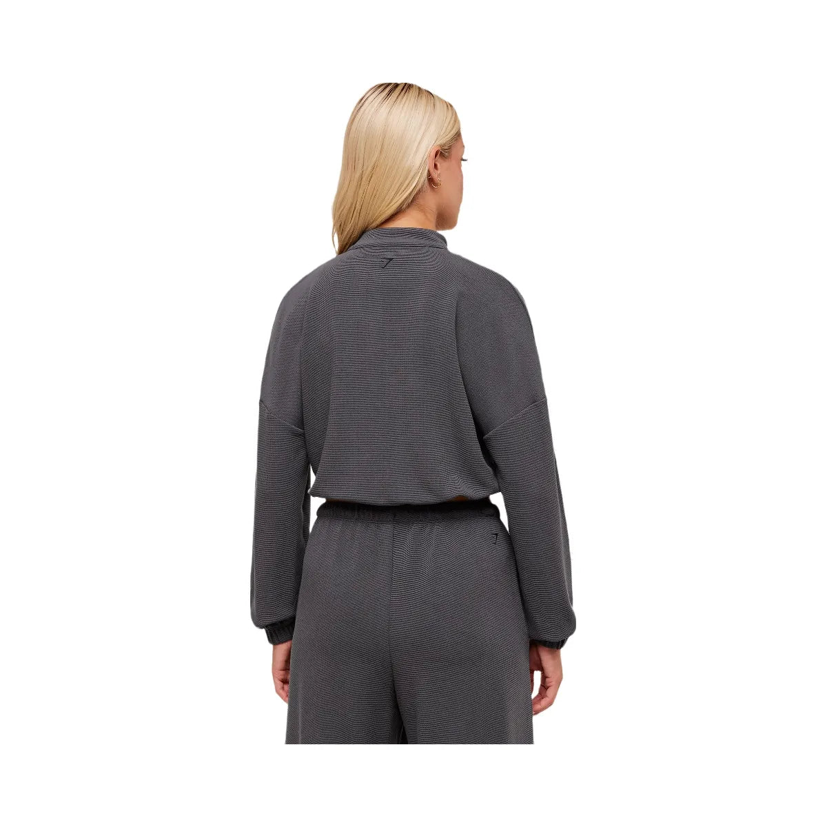 Gymshark Waffle Midi Zip Up Jacket - Onyx Grey