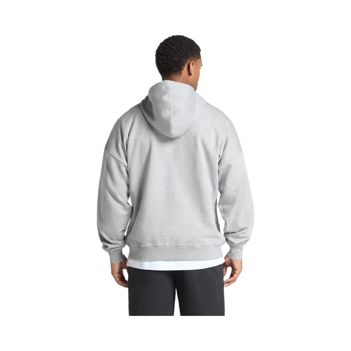 Gymshark Crest Oversized Zip Up Hoodie - Light Grey Core Marl