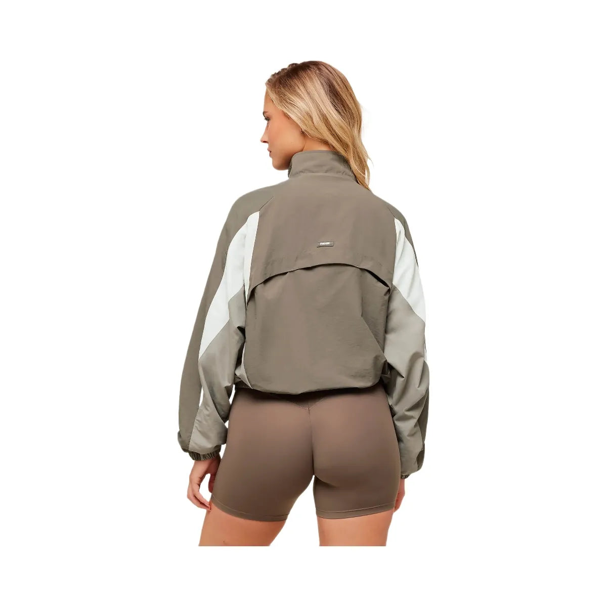 Gymshark Contrast Woven Jacket - Camo Brown/Linen Brown/Oat White