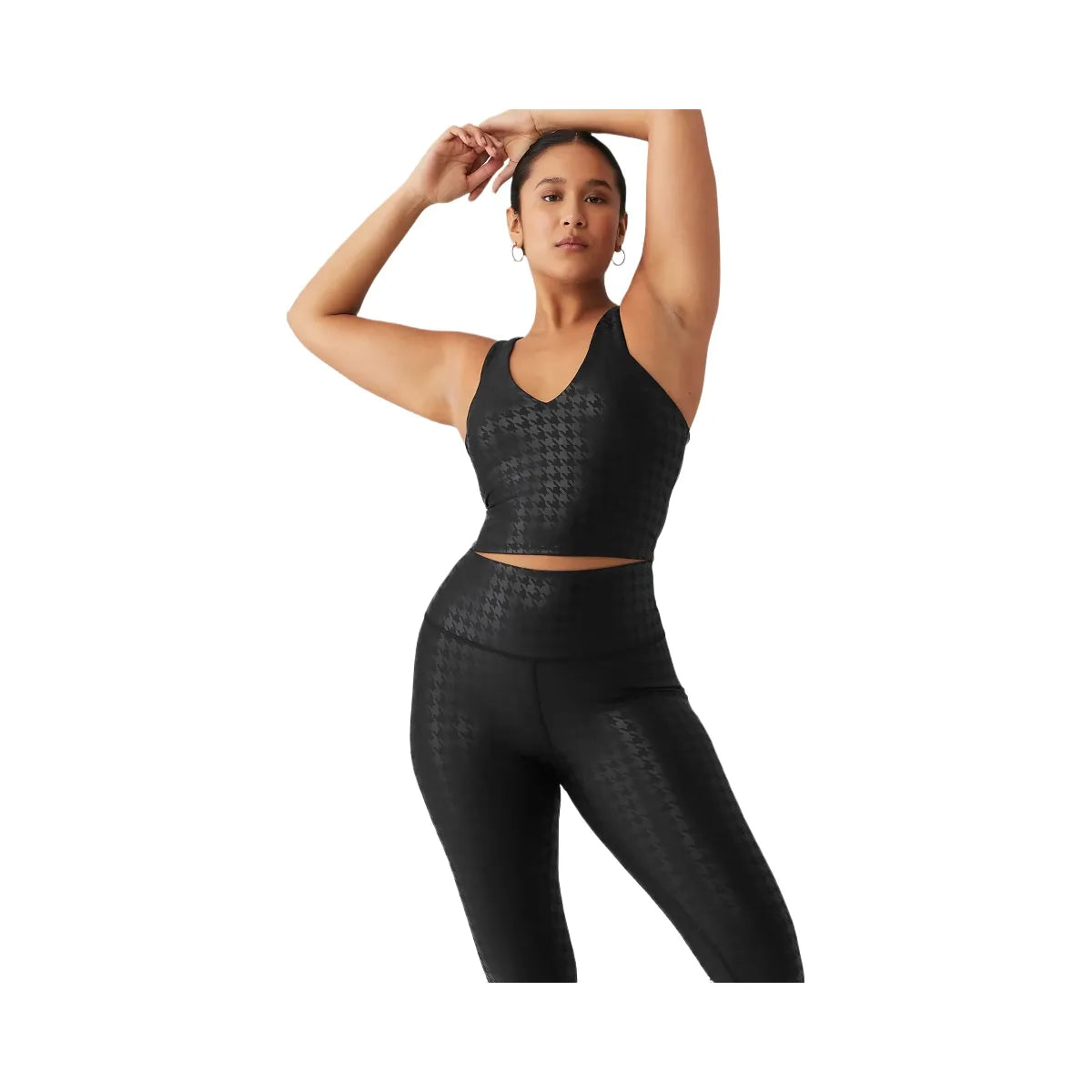 Alo Women's Airlift Glimmer Houndstooth Real Bra Tank - Black