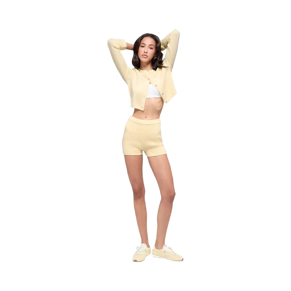 Alo Women's Wool Cashmere Ribbed Noble Short - Candlelight Yellow