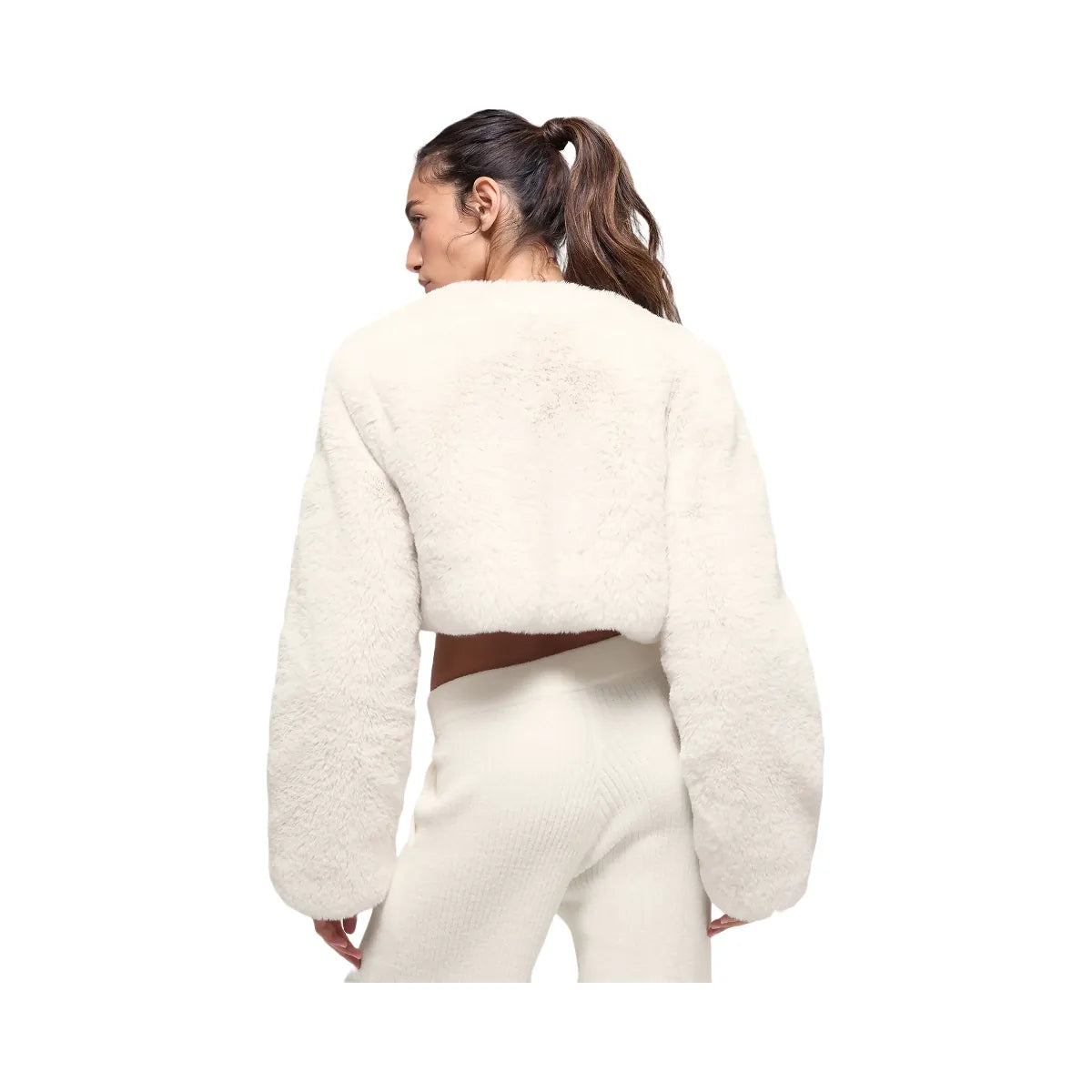 Alo Women's Faux Fur Chic Cropped Jacket - Ivory