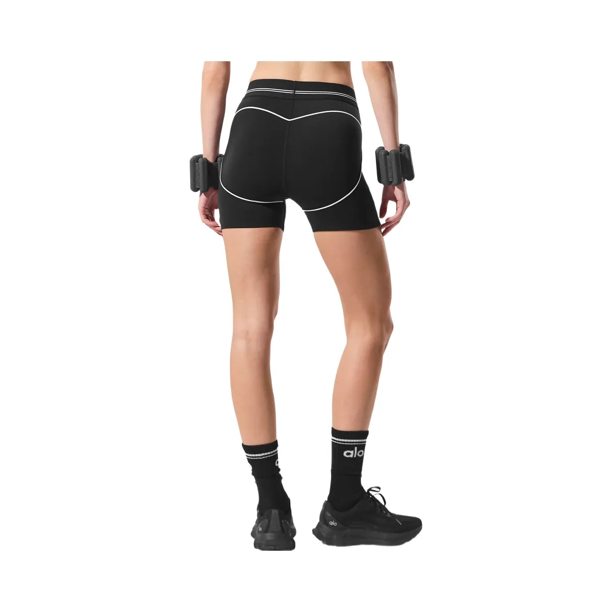 Alo Women's 4” Airbrush High-Waist Heart Throb Short - Black/White