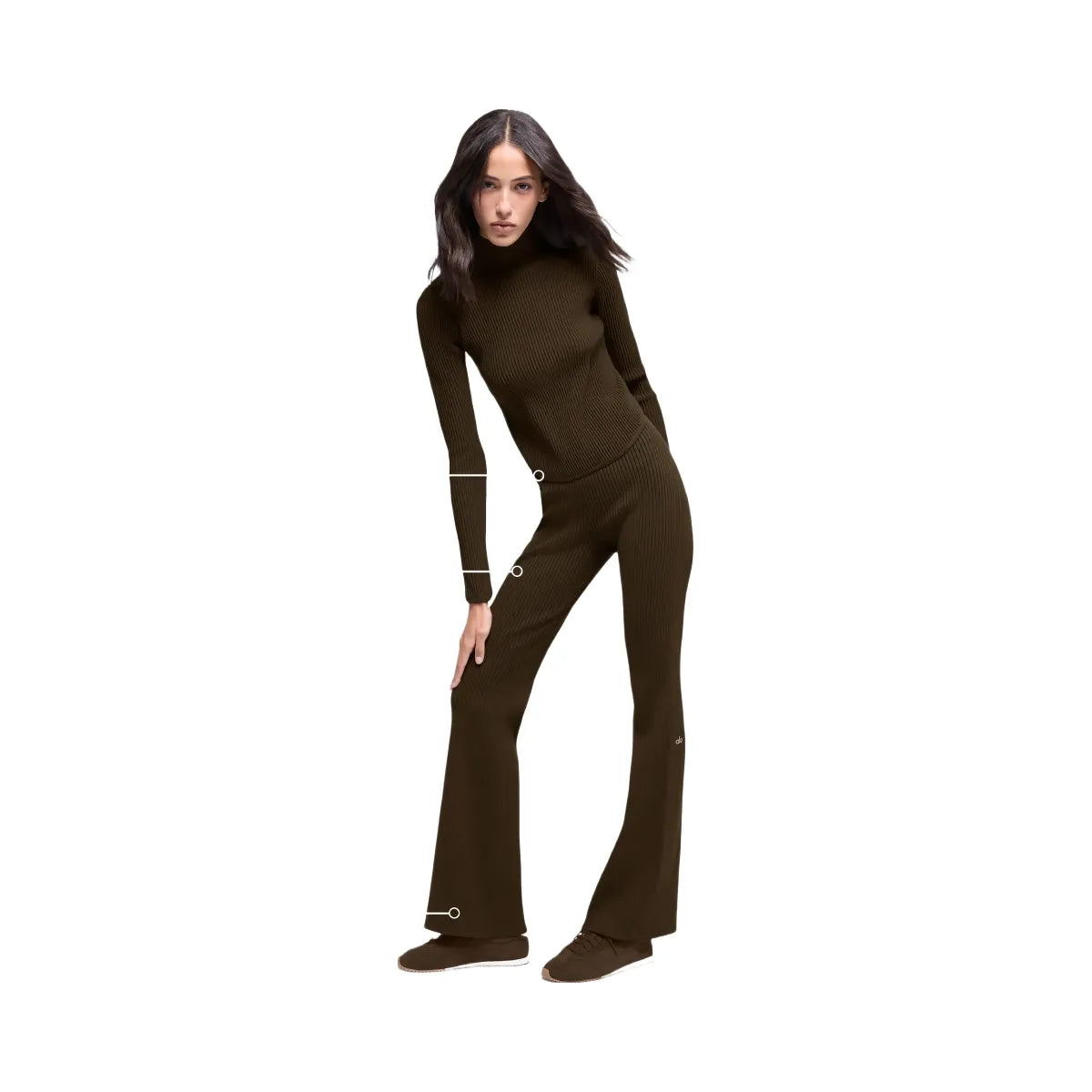 Alo Women's Denim Knit High-Waist Flare Pant - Espresso/Black