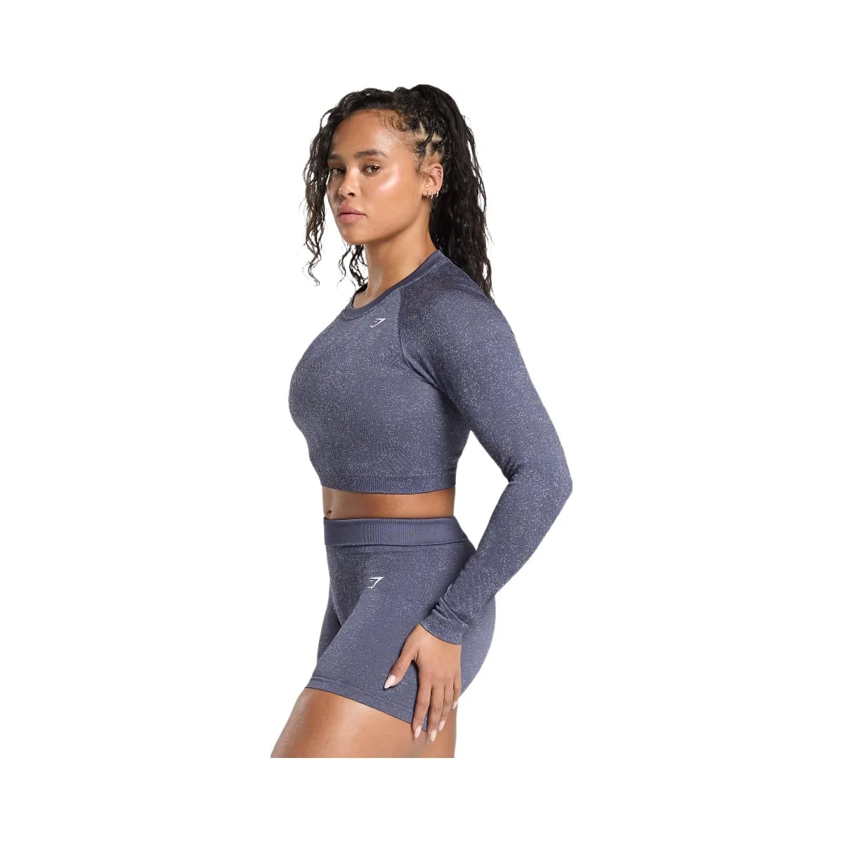 Gymshark Adapt Fleck Seamless Long Sleeve Crop Top - Weighted Purple/Metal Purple