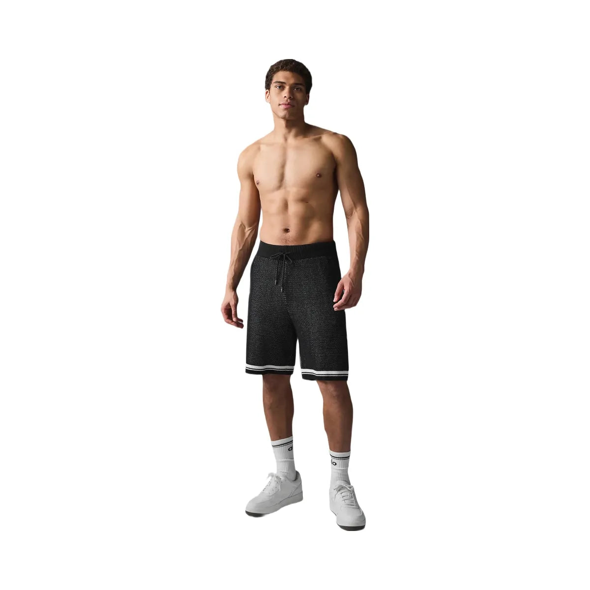 Alo Men's 7" Sports Club Sweater Knit Basketball Short - Black