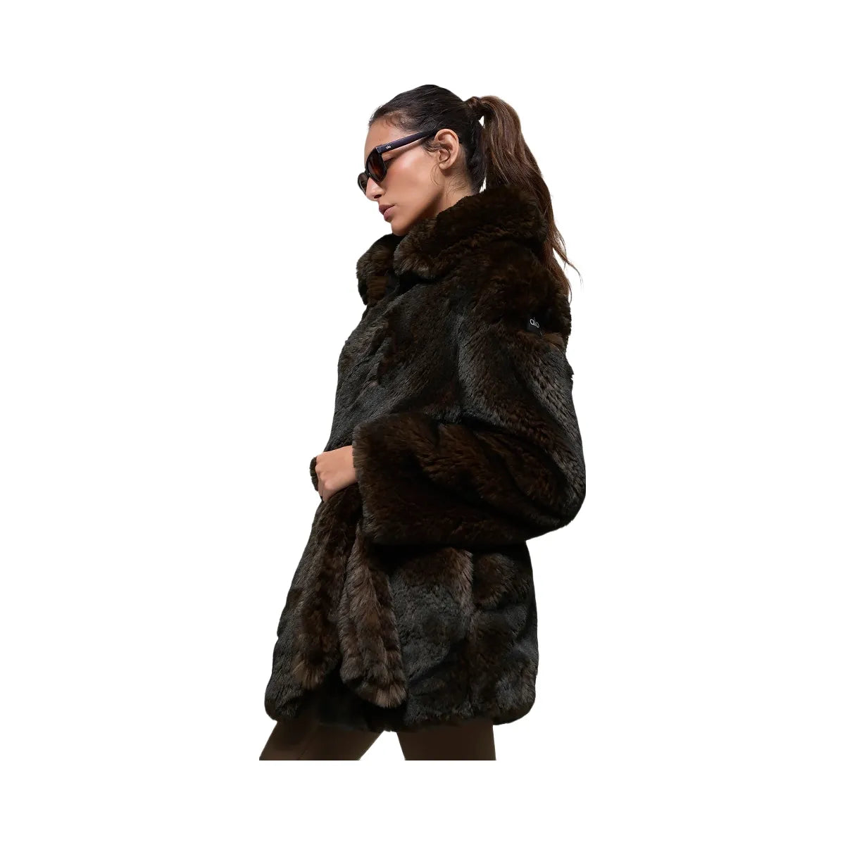 Alo Women's Faux Fur Starstruck Coat - Midnight Brown/Black