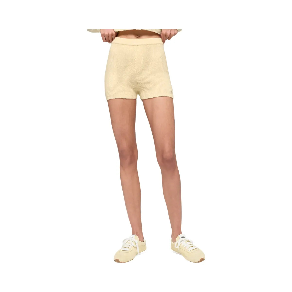 Alo Women's Wool Cashmere Ribbed Noble Short - Candlelight Yellow