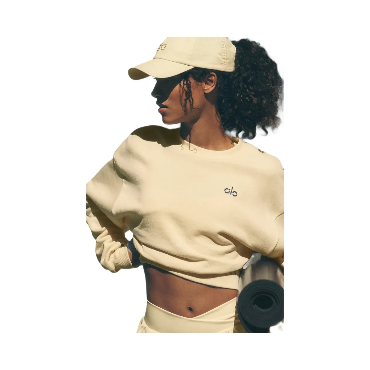 Alo Women's Cropped Accolade Crewneck - Candlelight Yellow