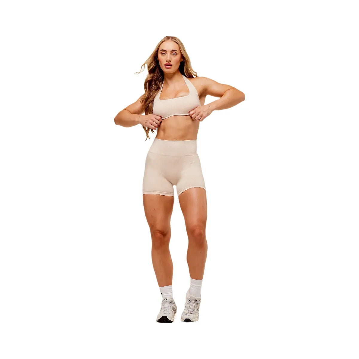Gymshark Adapt Fleck x Whitney Halterneck Sports Bra - Coconut White