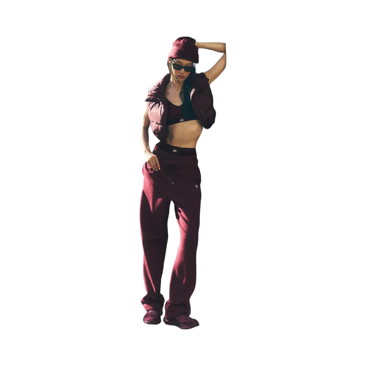 Alo Women's Accolade Straight Leg Sweatpant - Burgundy