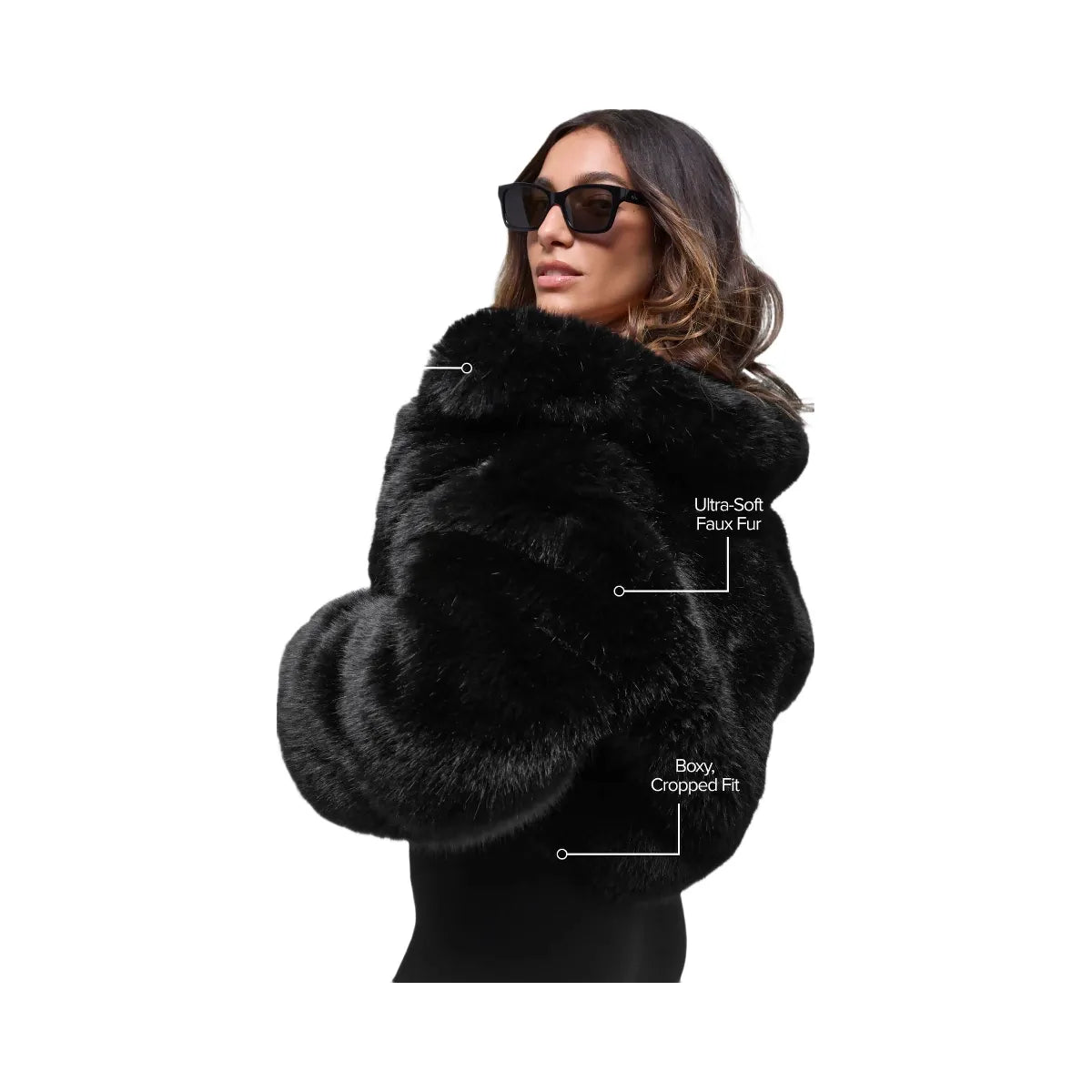 Alo Women's Opulent Faux Fur Cropped Jacket - Black