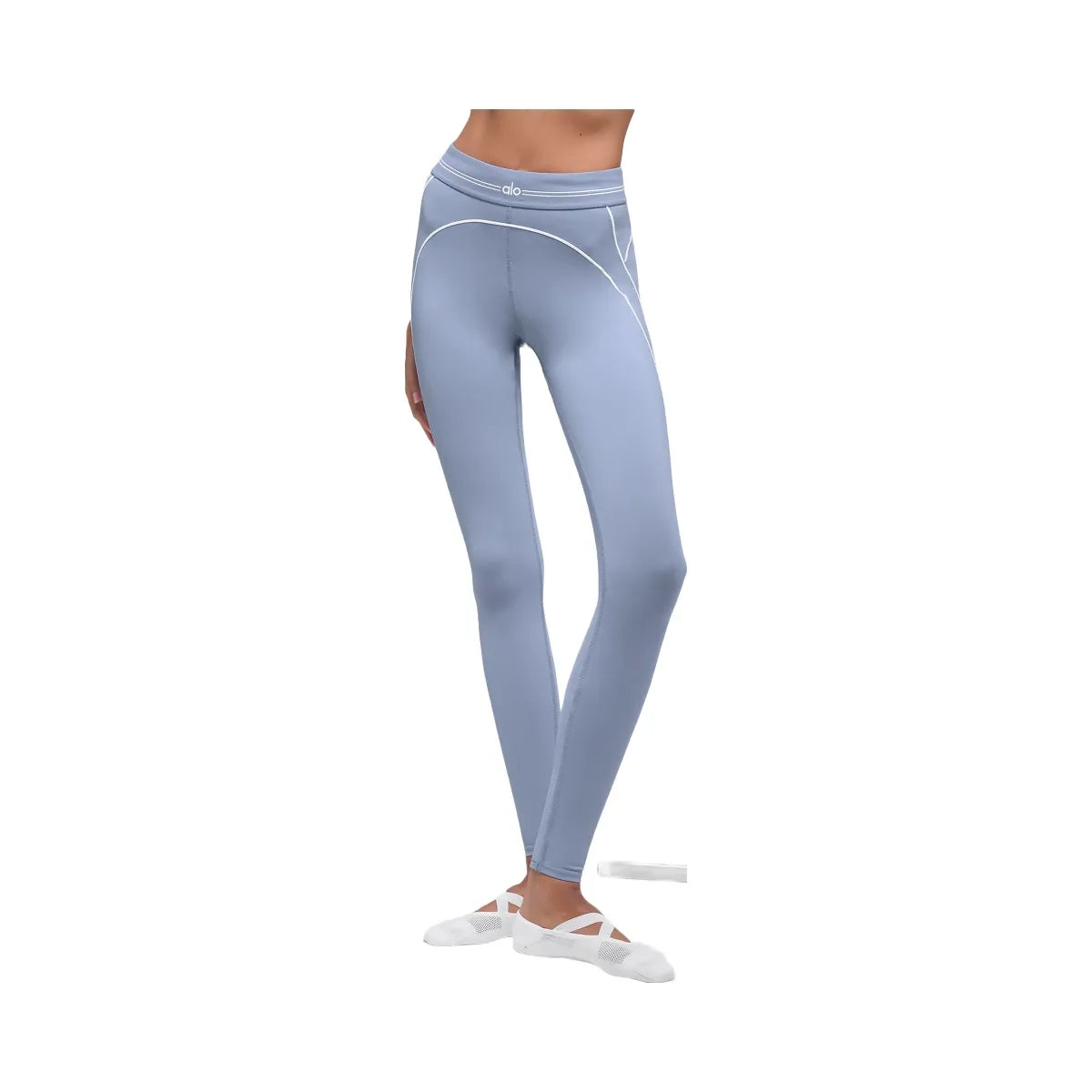 Alo Women's Airbrush High-Waist Heart Throb Legging - Winter Frost/White