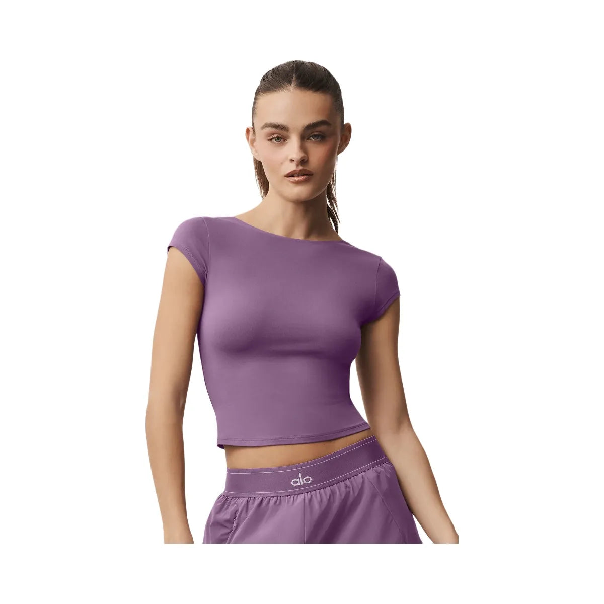 Alo Women's soft Back For More Tee - Plum Kiss