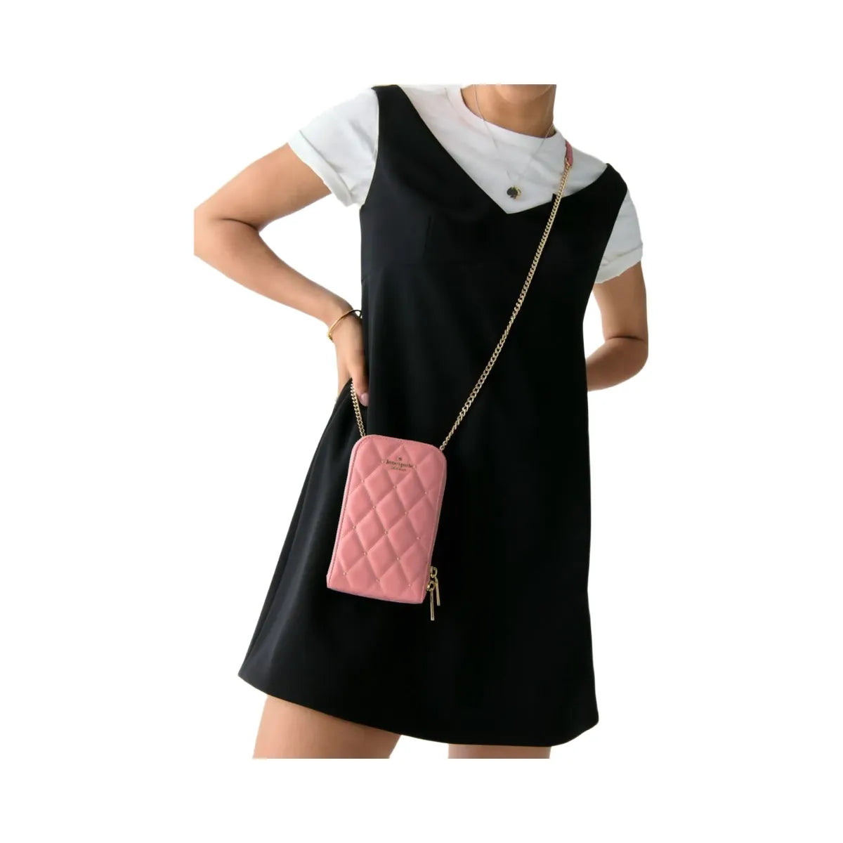 Kate Spade Carey Quilted Studded Phone Chain Crossbody Pomegranate