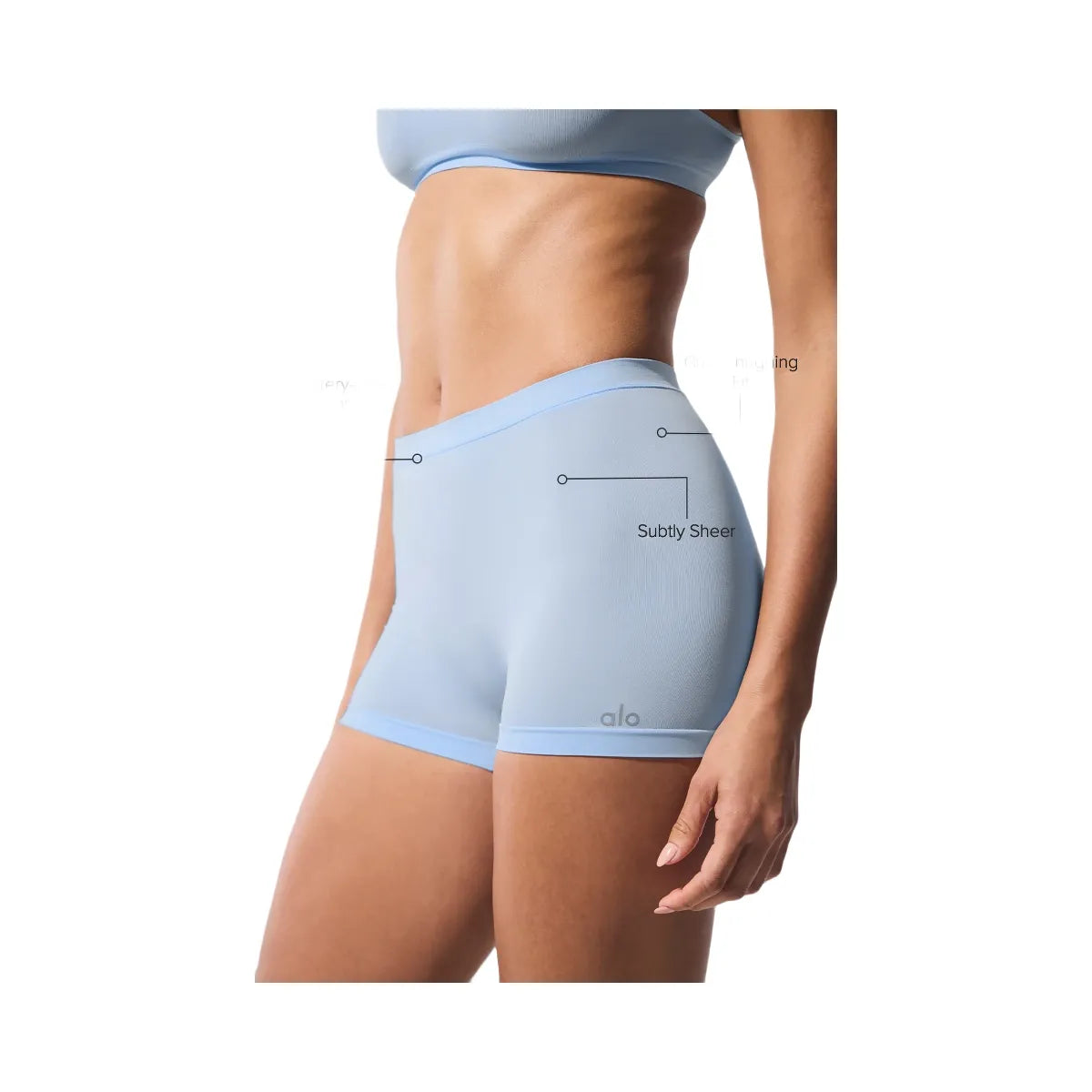Alo Women's Sheer Glow Boyshort - Seashell Blue